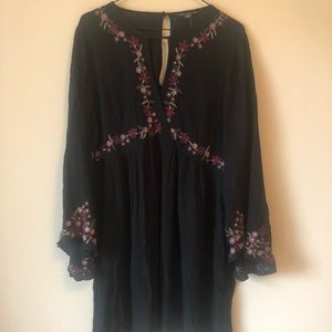 Floral Embroidered Bell Sleeve Dress